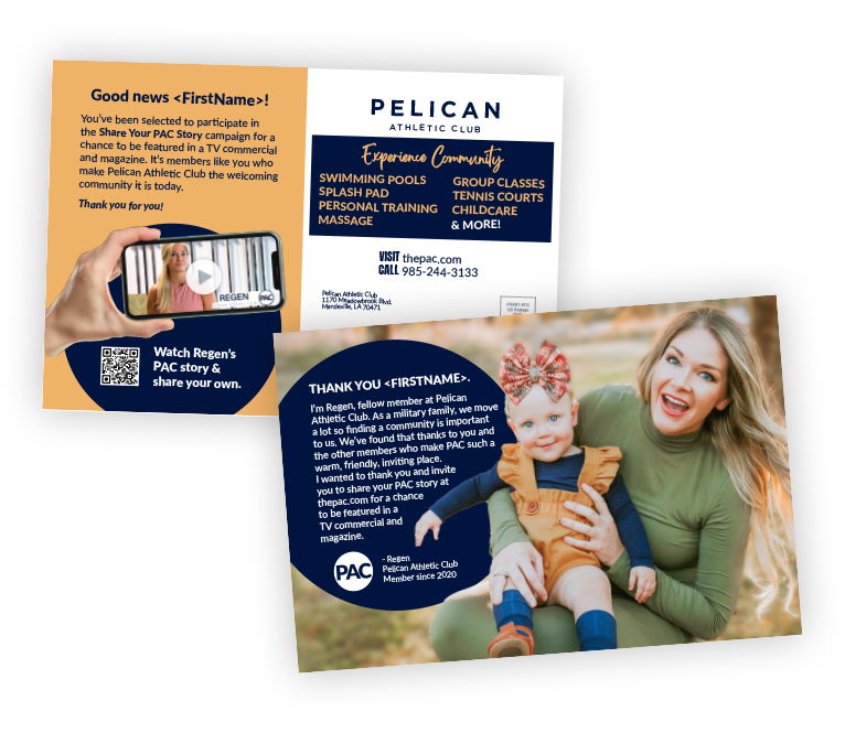 Direct Mail testimonial campaign pelican athletic club